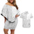 Niue White Sunday Couples Matching Off Shoulder Short Dress and Hawaiian Shirt Half Hiapo Pattern Vibes - Polynesian Pride