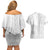 Niue White Sunday Couples Matching Off Shoulder Short Dress and Hawaiian Shirt Half Hiapo Pattern Vibes - Polynesian Pride
