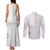 Niue White Sunday Couples Matching Tank Maxi Dress and Long Sleeve Button Shirt Half Hiapo Pattern Vibes - Polynesian Pride