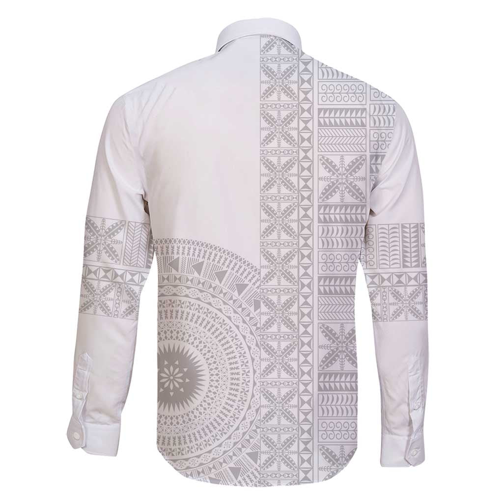 Niue White Sunday Family Matching Long Sleeve Bodycon Dress and Hawaiian Shirt Half Hiapo Pattern Vibes - Polynesian Pride