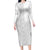 Niue White Sunday Family Matching Long Sleeve Bodycon Dress and Hawaiian Shirt Half Hiapo Pattern Vibes - Polynesian Pride