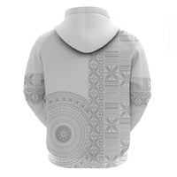 Niue White Sunday Hoodie Half Hiapo Pattern Vibes - Polynesian Pride
