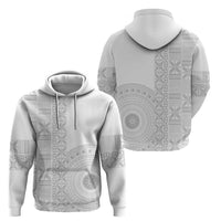 Niue White Sunday Hoodie Half Hiapo Pattern Vibes - Polynesian Pride
