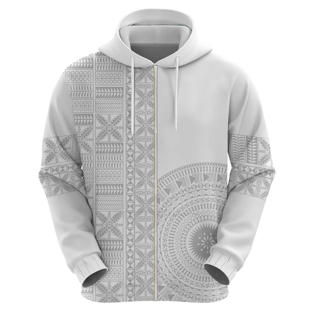 Niue White Sunday Hoodie Half Hiapo Pattern Vibes - Polynesian Pride