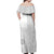 Niue White Sunday Off Shoulder Maxi Dress Half Hiapo Pattern Vibes - Polynesian Pride