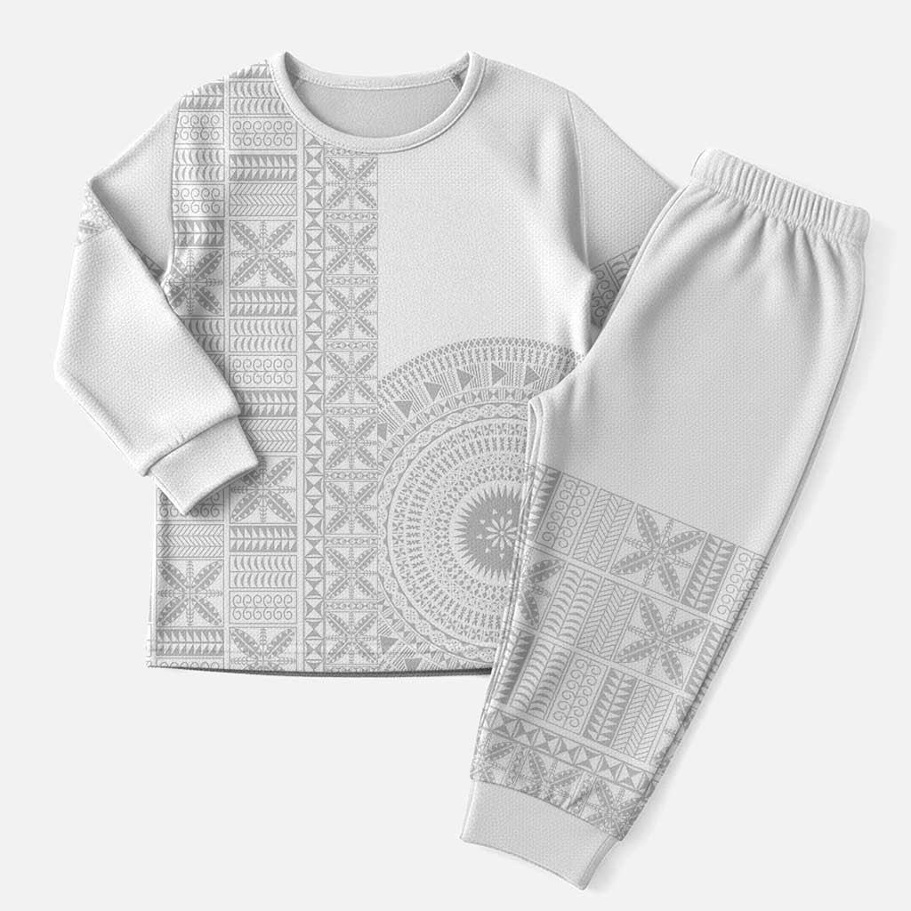 Niue White Sunday Christmas Pajama Set Half Hiapo Pattern Vibes - Polynesian Pride