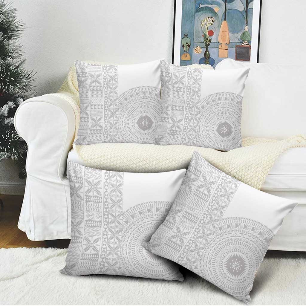 Niue White Sunday Pillow Cover Half Hiapo Pattern Vibes - Polynesian Pride