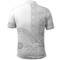 Niue White Sunday Polo Shirt Half Hiapo Pattern Vibes - Polynesian Pride