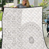 Niue White Sunday Quilt Half Hiapo Pattern Vibes - Polynesian Pride