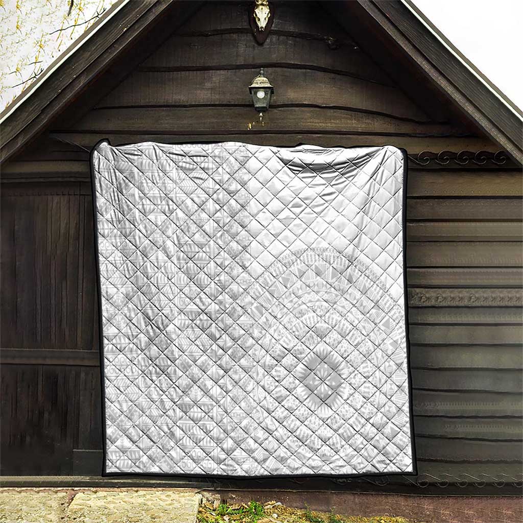 Niue White Sunday Quilt Half Hiapo Pattern Vibes - Polynesian Pride