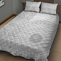 Niue White Sunday Quilt Bed Set Half Hiapo Pattern Vibes - Polynesian Pride