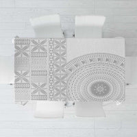 Niue White Sunday Tablecloth Half Hiapo Pattern Vibes - Polynesian Pride