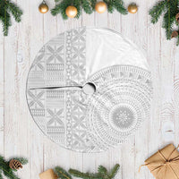 Niue White Sunday Tree Skirt Half Hiapo Pattern Vibes LT14 Casual White - Polynesian Pride
