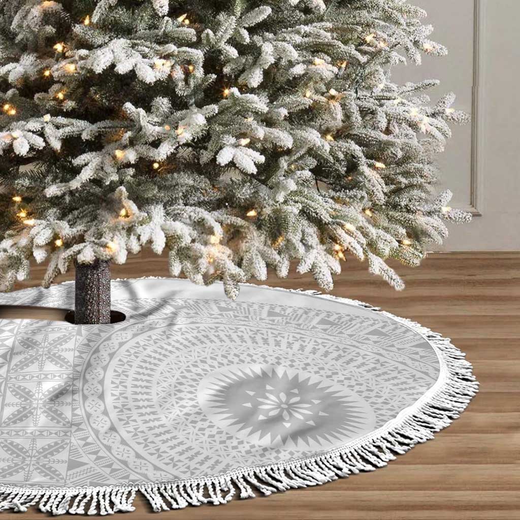 Niue White Sunday Tree Skirt Half Hiapo Pattern Vibes LT14 - Polynesian Pride