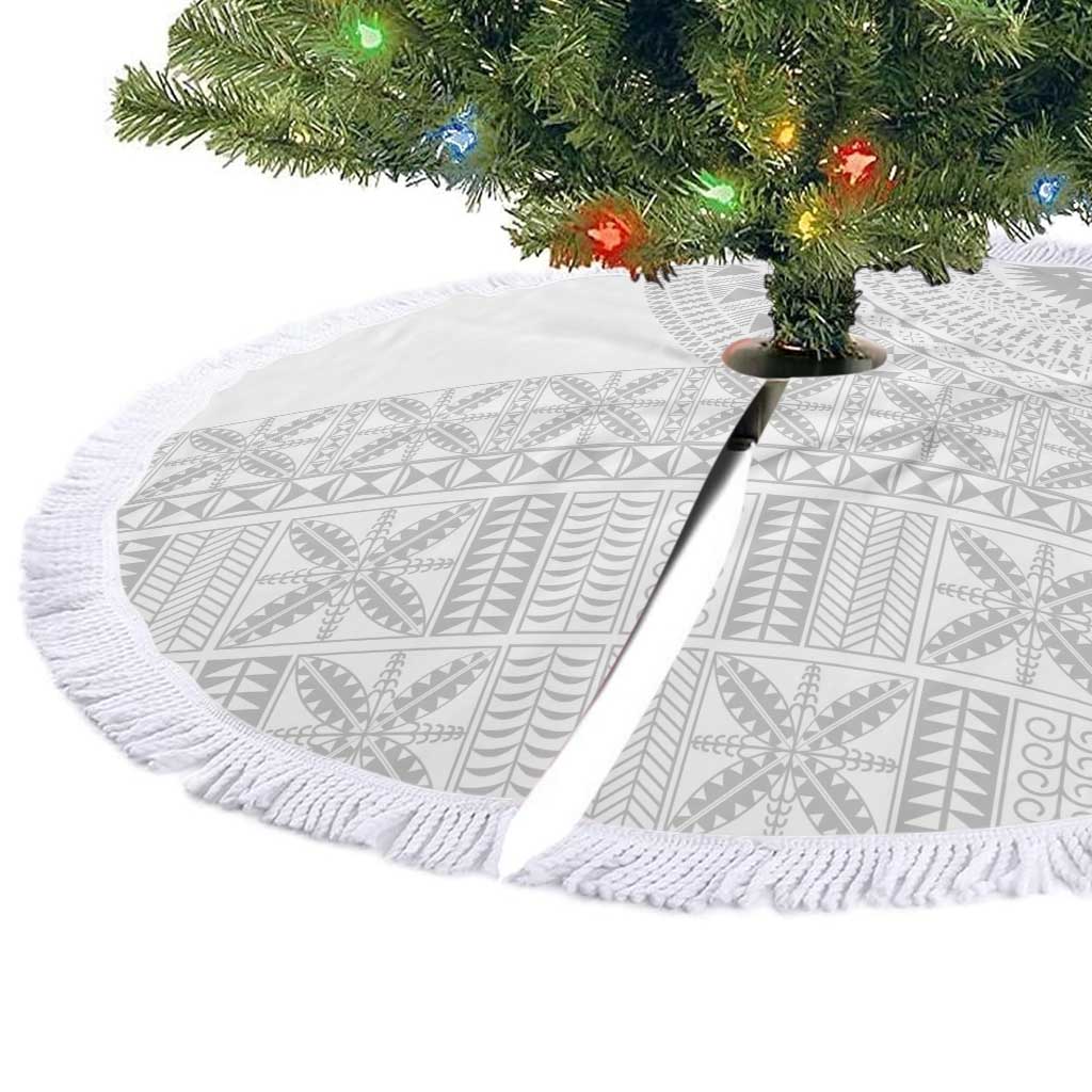 Niue White Sunday Tree Skirt Half Hiapo Pattern Vibes LT14 - Polynesian Pride