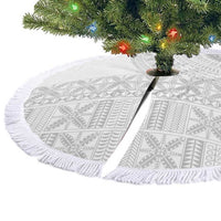 Niue White Sunday Tree Skirt Half Hiapo Pattern Vibes LT14 - Polynesian Pride