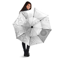 Niue White Sunday Umbrella Half Hiapo Pattern Vibes - Polynesian Pride
