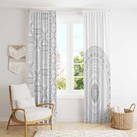 Niue White Sunday Window Curtain Half Hiapo Pattern Vibes - Polynesian Pride