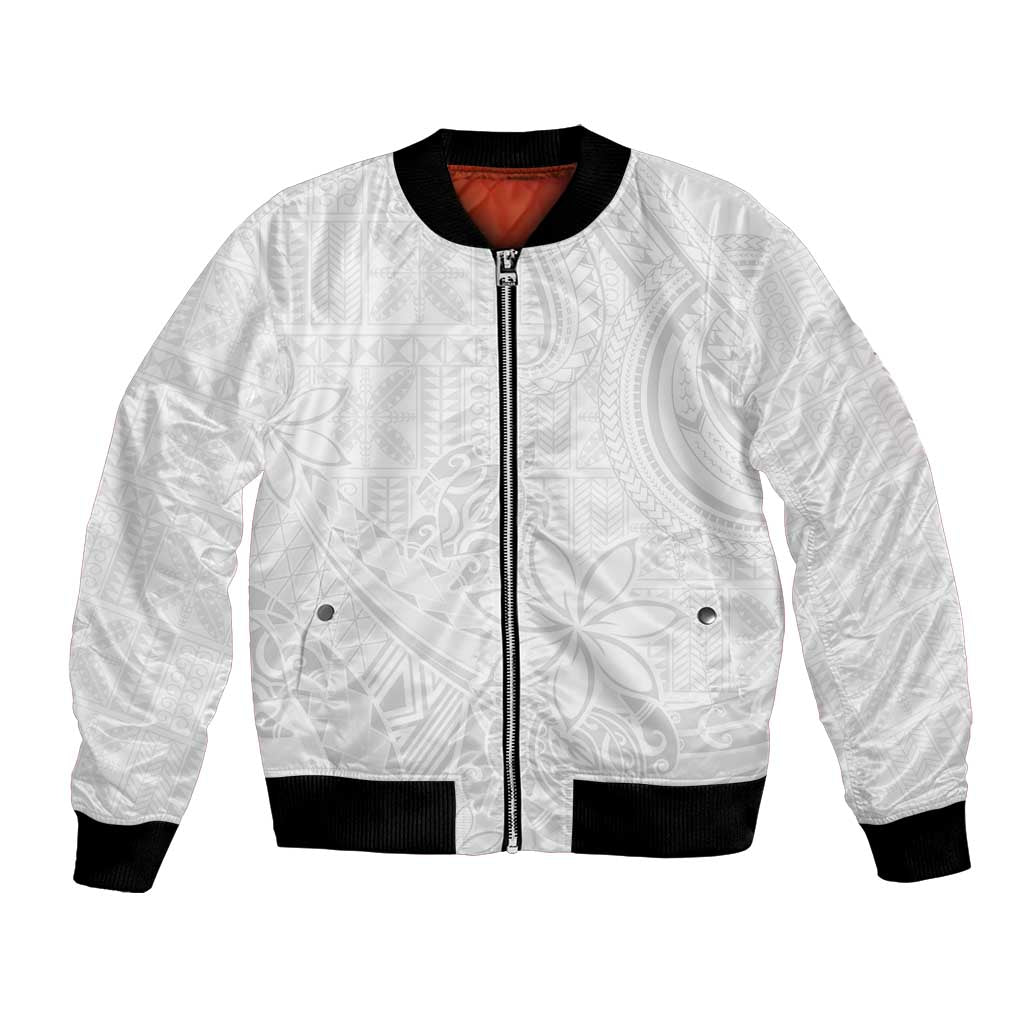 Tapu Fanau Ia Niue Bomber Jacket Happy White Sunday Unique Hiapo - Polynesian Pride