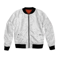Tapu Fanau Ia Niue Bomber Jacket Happy White Sunday Unique Hiapo - Polynesian Pride