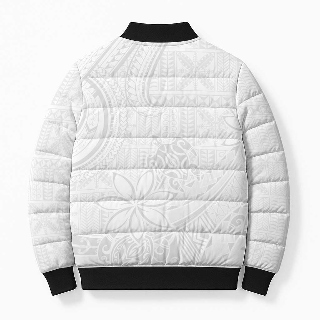 Tapu Fanau Ia Niue Bomber Puffer Jacket Happy White Sunday Unique Hiapo - Polynesian Pride