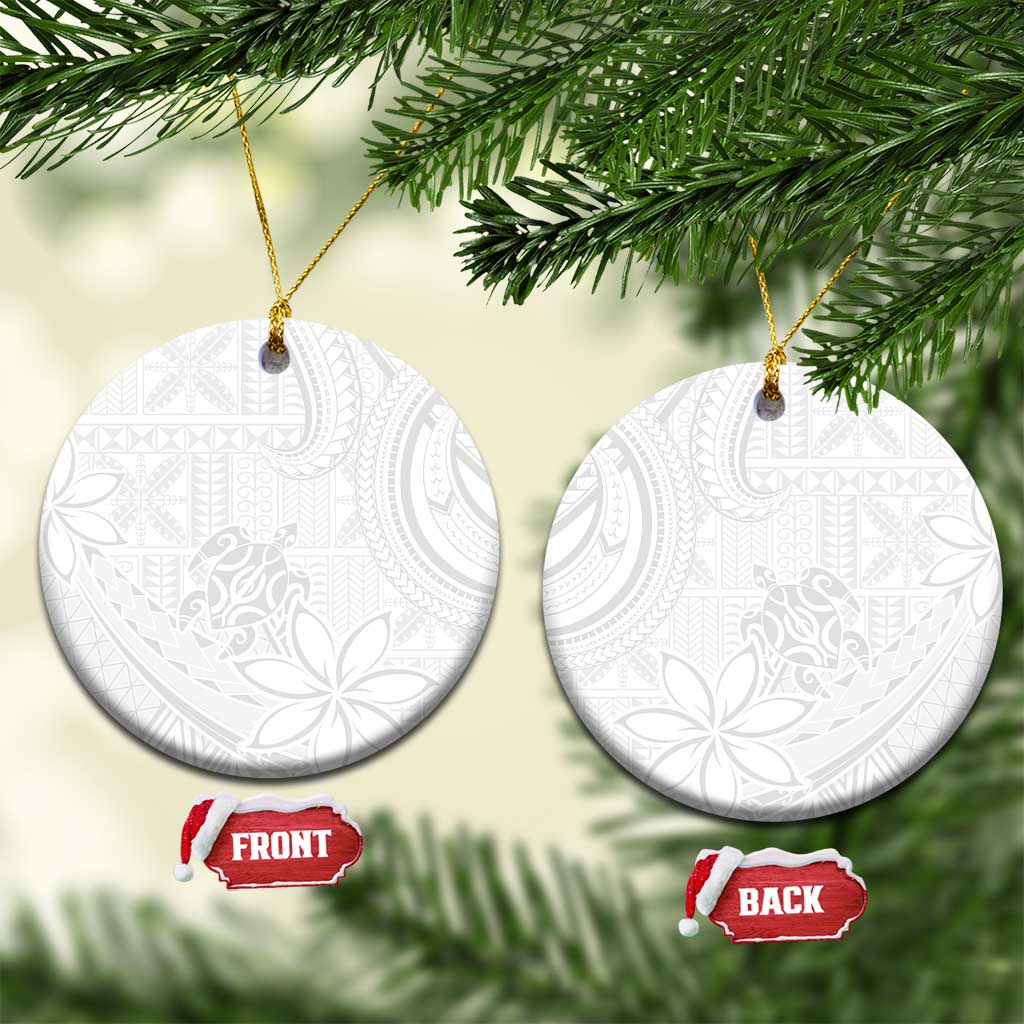 Tapu Fanau Ia Niue Ceramic Ornament Happy White Sunday Unique Hiapo LT14 Circle White - Polynesian Pride