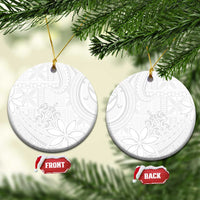 Tapu Fanau Ia Niue Ceramic Ornament Happy White Sunday Unique Hiapo LT14 Circle White - Polynesian Pride
