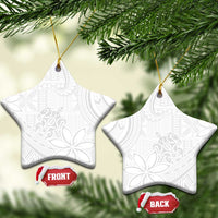 Tapu Fanau Ia Niue Ceramic Ornament Happy White Sunday Unique Hiapo LT14 Star White - Polynesian Pride