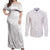 Tapu Fanau Ia Niue Couples Matching Off Shoulder Maxi Dress and Long Sleeve Button Shirt Happy White Sunday Unique Hiapo - Polynesian Pride