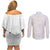 Tapu Fanau Ia Niue Couples Matching Off Shoulder Short Dress and Long Sleeve Button Shirt Happy White Sunday Unique Hiapo - Polynesian Pride