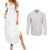 Tapu Fanau Ia Niue Couples Matching Summer Maxi Dress and Long Sleeve Button Shirt Happy White Sunday Unique Hiapo - Polynesian Pride