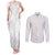 Tapu Fanau Ia Niue Couples Matching Tank Maxi Dress and Long Sleeve Button Shirt Happy White Sunday Unique Hiapo - Polynesian Pride