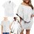 Tapu Fanau Ia Niue Family Matching Off Shoulder Short Dress and Hawaiian Shirt Happy White Sunday Unique Hiapo - Polynesian Pride