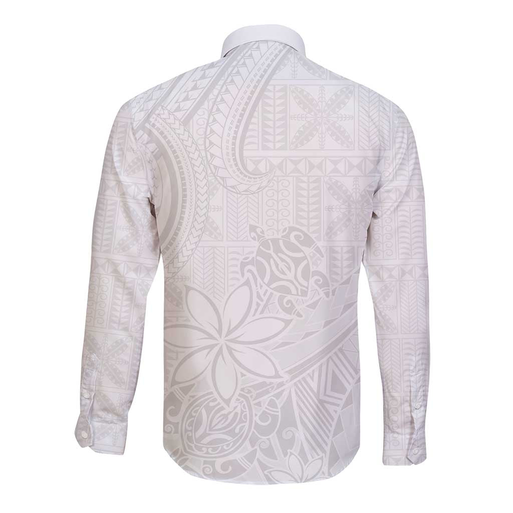 Tapu Fanau Ia Niue Long Sleeve Button Shirt Happy White Sunday Unique Hiapo - Polynesian Pride