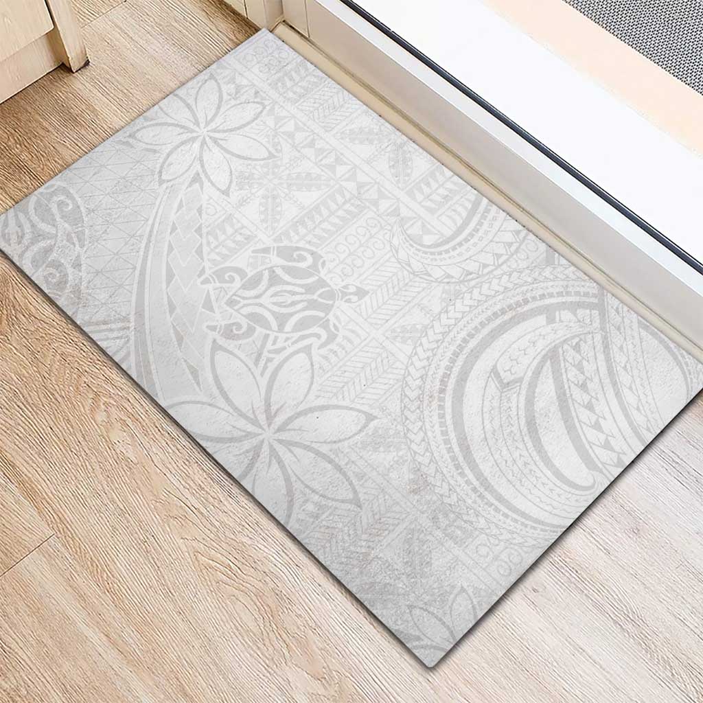 Tapu Fanau Ia Niue Rubber Doormat Happy White Sunday Unique Hiapo - Polynesian Pride