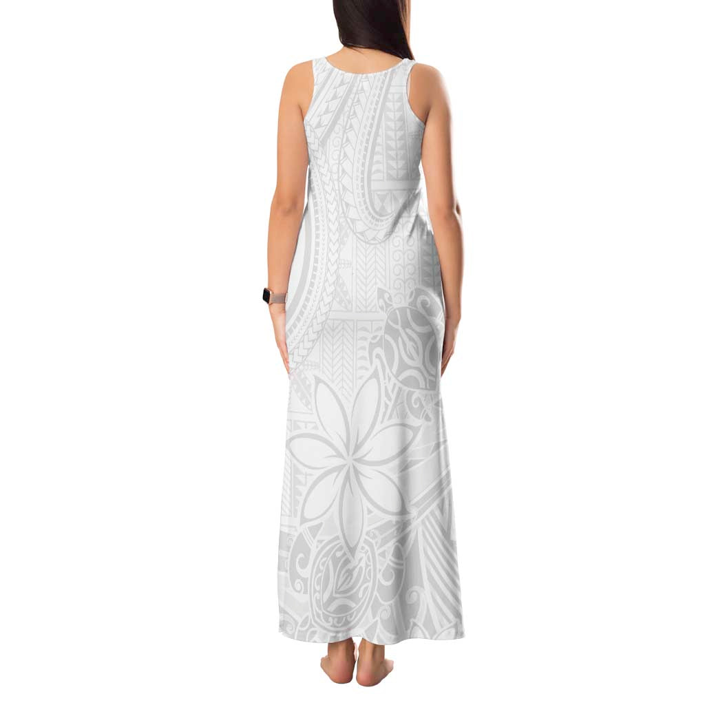 Tapu Fanau Ia Niue Tank Maxi Dress Happy White Sunday Unique Hiapo - Polynesian Pride