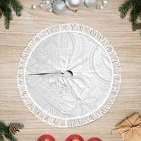 Tapu Fanau Ia Niue Tree Skirt Happy White Sunday Unique Hiapo LT14 Fringed White - Polynesian Pride