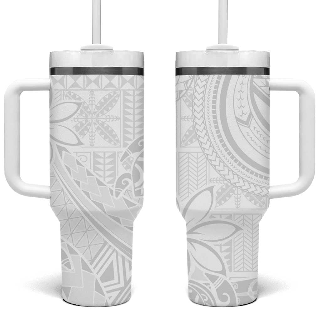 Tapu Fanau Ia Niue Tumbler With Handle Happy White Sunday Unique Hiapo - Polynesian Pride