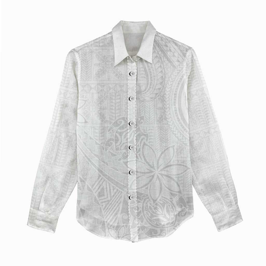 Tapu Fanau Ia Niue Women Casual Shirt Happy White Sunday Unique Hiapo - Polynesian Pride