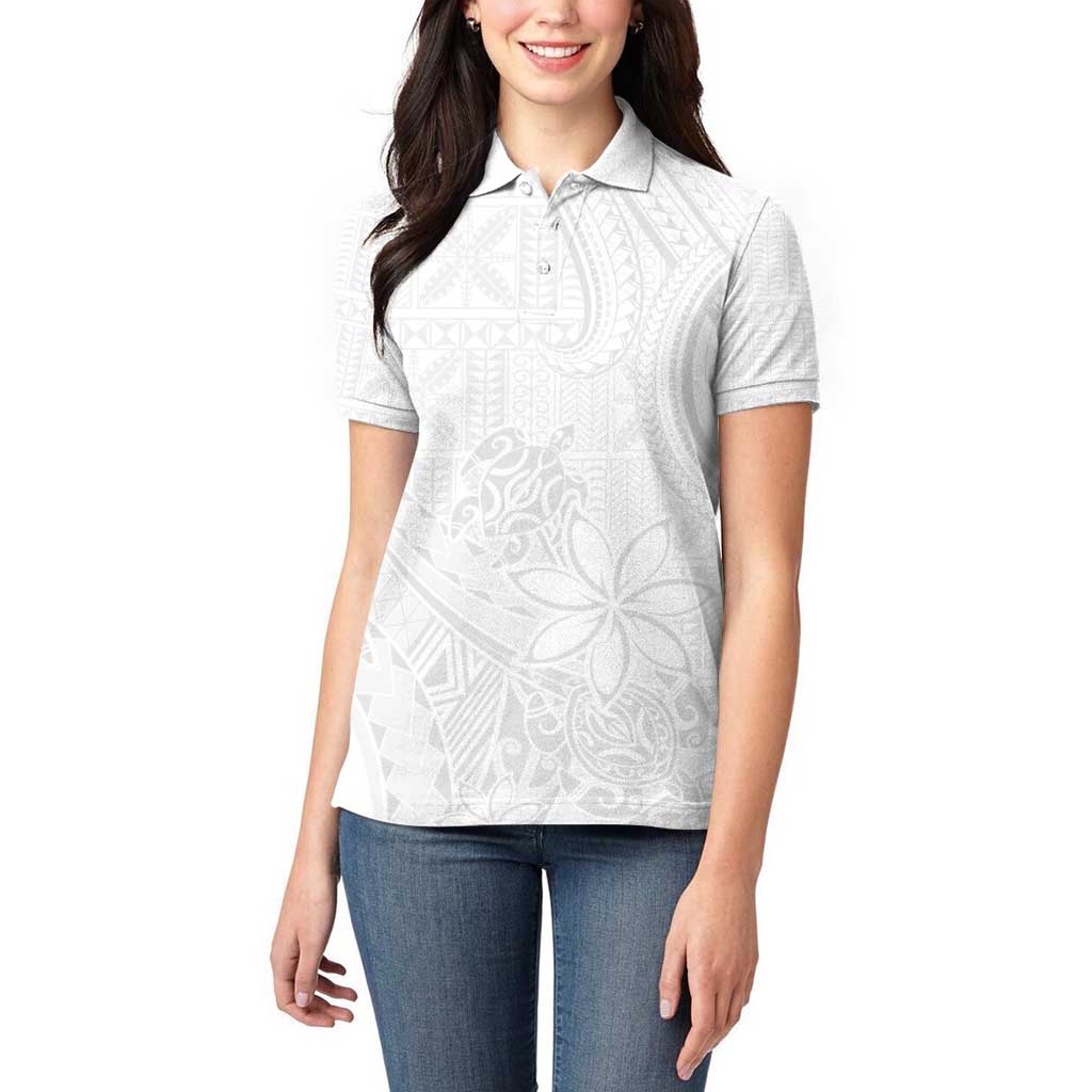 Tapu Fanau Ia Niue Women Polo Shirt Happy White Sunday Unique Hiapo - Polynesian Pride