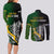 Personalised New Zealand and South Africa Rugby Couples Matching Long Sleeve Bodycon Dress and Long Sleeve Button Shirt 2023 World Cup Final All Black Springboks Together LT14 - Polynesian Pride