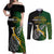 Personalised New Zealand and South Africa Rugby Couples Matching Off Shoulder Maxi Dress and Long Sleeve Button Shirt 2023 World Cup Final All Black Springboks Together LT14 Black - Polynesian Pride