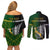 Personalised New Zealand and South Africa Rugby Couples Matching Off Shoulder Short Dress and Long Sleeve Button Shirt 2023 World Cup Final All Black Springboks Together LT14 - Polynesian Pride