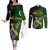 Personalised New Zealand and South Africa Rugby Couples Matching Off The Shoulder Long Sleeve Dress and Long Sleeve Button Shirt 2023 World Cup Final All Black Springboks Together LT14 Black - Polynesian Pride