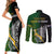 Personalised New Zealand and South Africa Rugby Couples Matching Short Sleeve Bodycon Dress and Long Sleeve Button Shirt 2023 World Cup Final All Black Springboks Together LT14 - Polynesian Pride