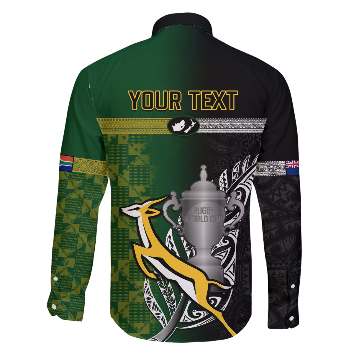 Personalised New Zealand and South Africa Rugby Family Matching Mermaid Dress and Hawaiian Shirt 2023 World Cup Final All Black Springboks Together LT14 - Polynesian Pride