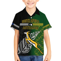 Personalised New Zealand and South Africa Rugby Family Matching Off Shoulder Maxi Dress and Hawaiian Shirt 2023 World Cup Final All Black Springboks Together LT14 Son's Shirt Black - Polynesian Pride