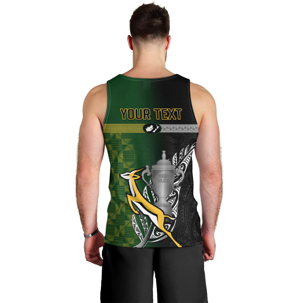 Personalised New Zealand and South Africa Rugby Men Tank Top 2023 World Cup Final All Black Springboks Together LT14 - Polynesian Pride