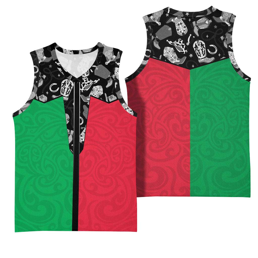Vanuatu Cowboy Basketball Jersey Cowboy Symbols Split Stylized LT14 - Polynesian Pride