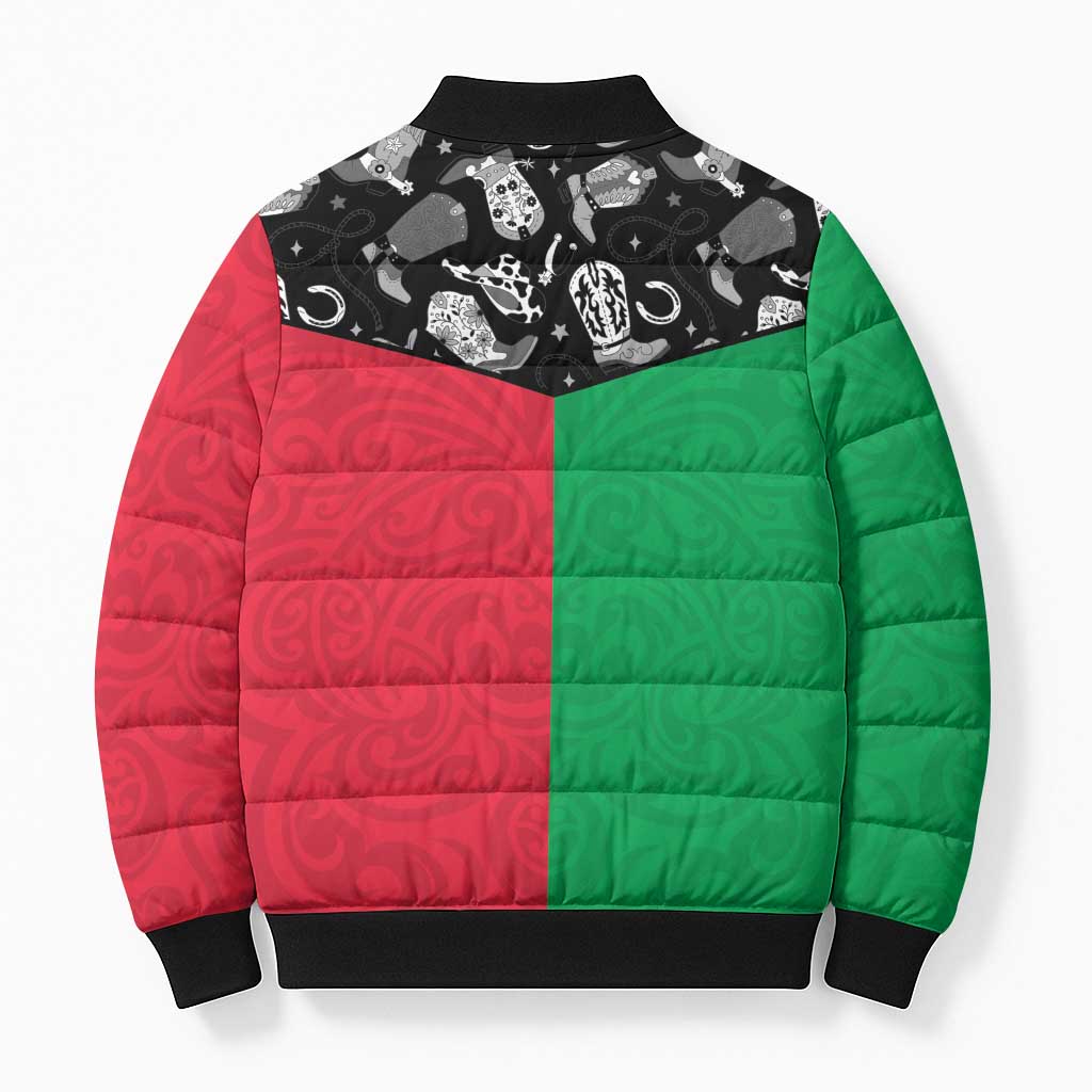 Vanuatu Cowboy Bomber Puffer Jacket Cowboy Symbols Split Stylized LT14 - Polynesian Pride